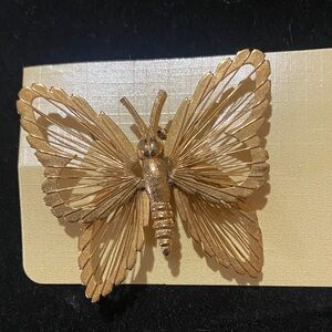 Gold Metal Butterfly Brooch Pin